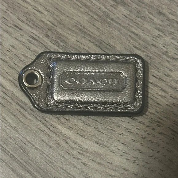 Coach Metallic Silver mini Leather Key Tag Charm - Picture 1 of 1